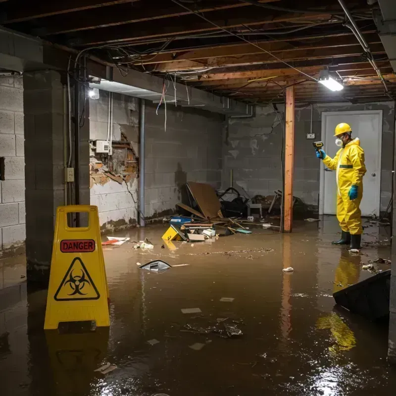 Flooded Basement Electrical Hazard in Le Roy, IL Property